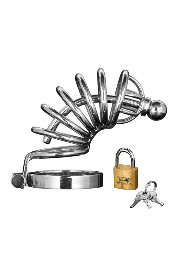 XR Brands - Master Series - Asylum - 6 Ring Locking Chastity Cage - Stag Shop