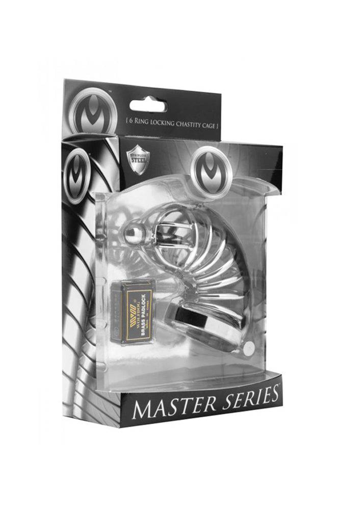 XR Brands - Master Series - Asylum - 6 Ring Locking Chastity Cage - Stag Shop