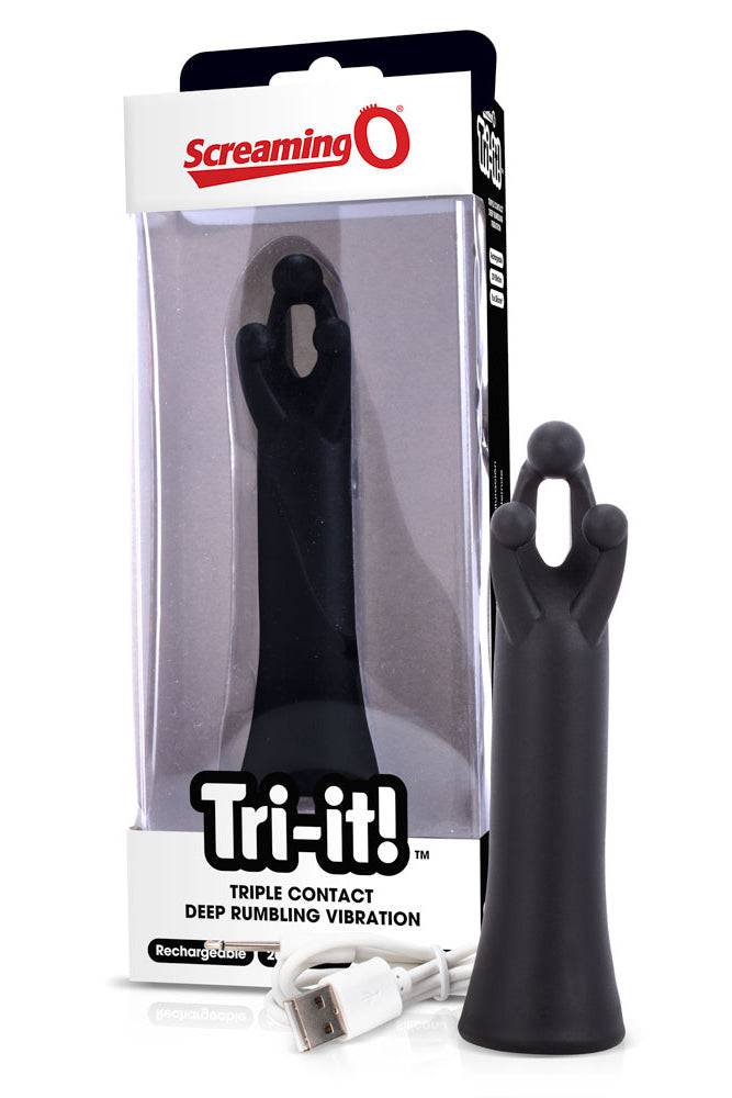 Screaming O - Charged - Tri-It Rechargeable Three Point Vibrator - Black - Stag Shop