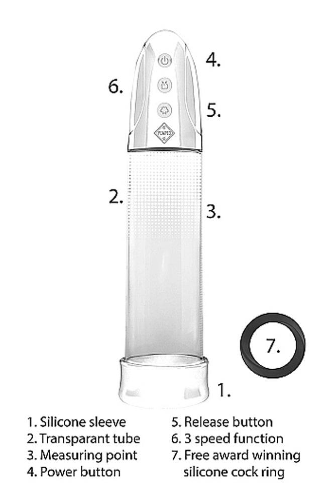 Shots Toys - Pumped - Automatic Rechargeable Luv Penis Pump - Clear - Stag Shop