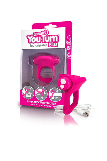 Screaming O - Charged - You-Turn Rechargeable Vibrating Cock Ring - Pink - Stag Shop