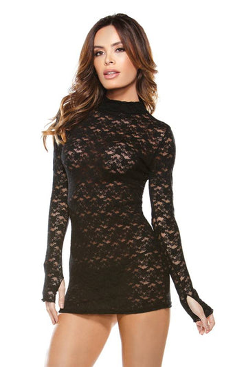 Fantasy Lingerie - B189 - Lace Dress & G-String Set - Black - Stag Shop