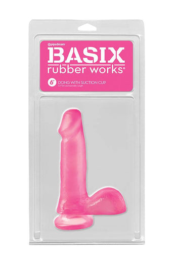 Pipedream - Basix Rubber Works - Dong with Suction Cup - 6 Inch - Pink - Stag Shop