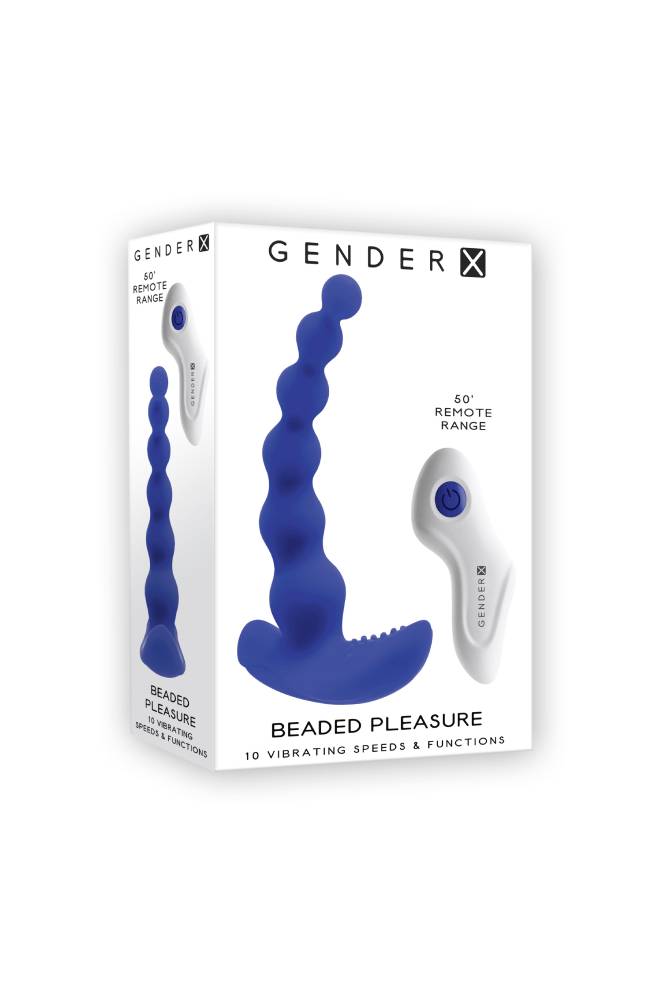 Evolved - Gender X - Beaded Pleasure Remote Controlled Anal Beads - Blue - Stag Shop