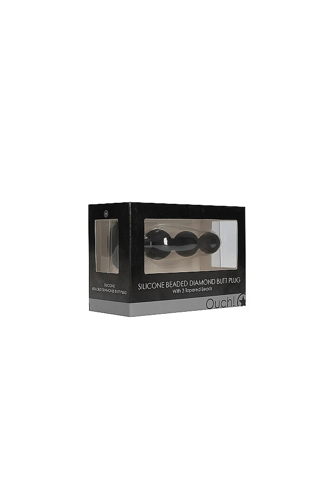 Ouch by Shots Toys - Silicone Beaded Diamond Butt Plug - Black - Stag Shop