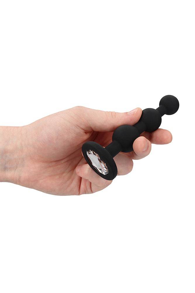 Ouch by Shots Toys - Silicone Beaded Diamond Butt Plug - Black - Stag Shop