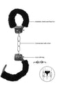 Ouch by Shots Toys - Black & White - Beginner's Furry Handcuffs with Quick Release Button - Black - Stag Shop