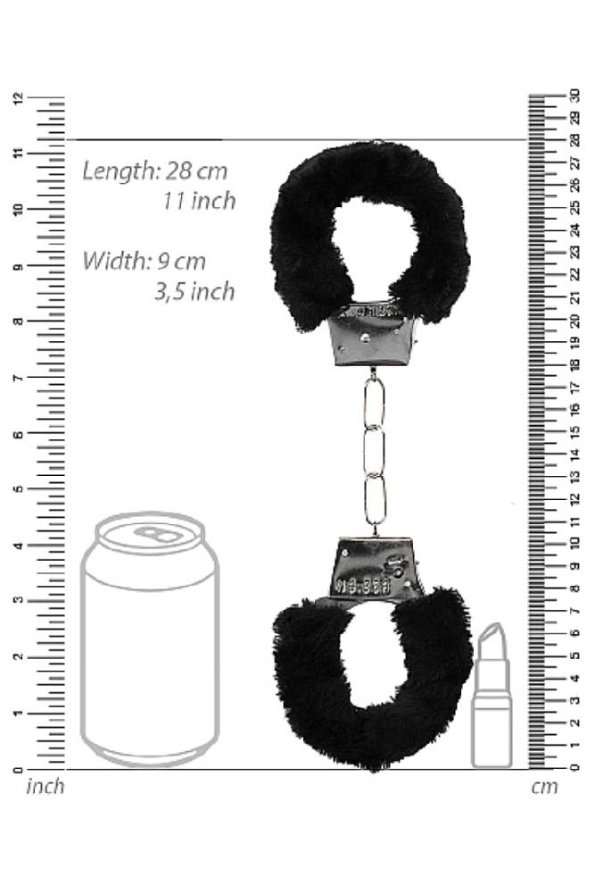 Ouch by Shots Toys - Black & White - Beginner's Furry Handcuffs with Quick Release Button - Black - Stag Shop