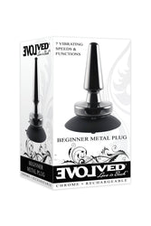 Evolved - Beginner Metal Vibrating Plug with Suction Cup Base - Black - Stag Shop