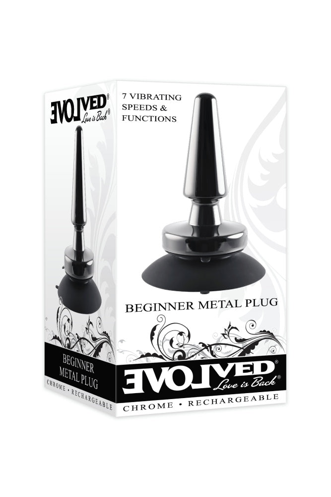 Evolved - Beginner Metal Vibrating Plug with Suction Cup Base - Black - Stag Shop