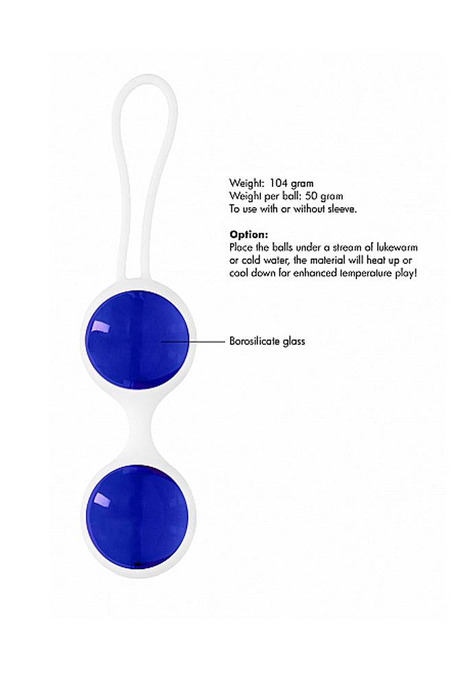 Shots Toys - Chrystalino - Glass Ben Wa Balls - Blue - Assorted Sizes - Stag Shop