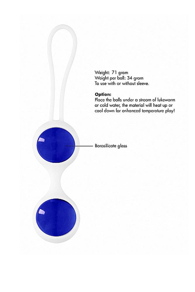Shots Toys - Chrystalino - Glass Ben Wa Balls - Blue - Assorted Sizes - Stag Shop