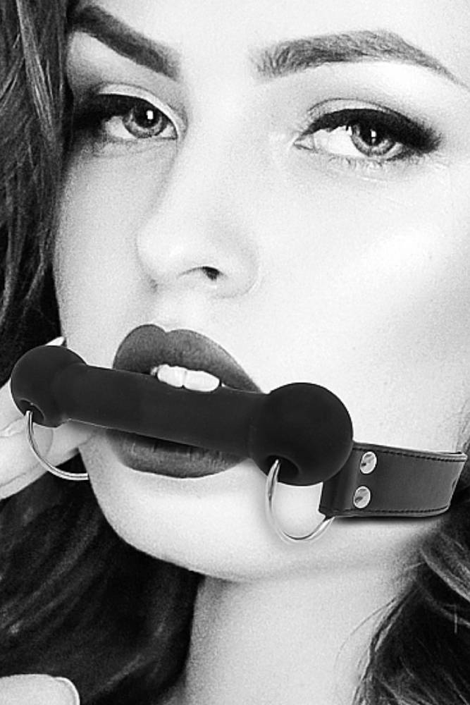 Ouch by Shots Toys - Black & White - Silicone Bit Gag - Black - Stag Shop