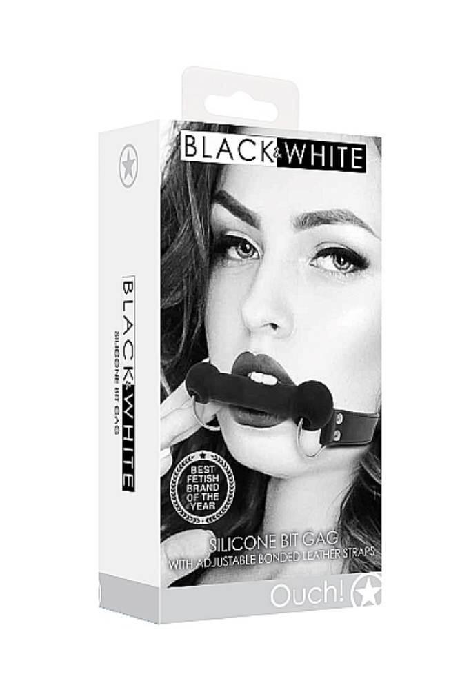 Ouch by Shots Toys - Black & White - Silicone Bit Gag - Black - Stag Shop