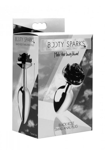 XR Brands - Booty Sparks - Black Rose Anal Plug - Small - Stag Shop