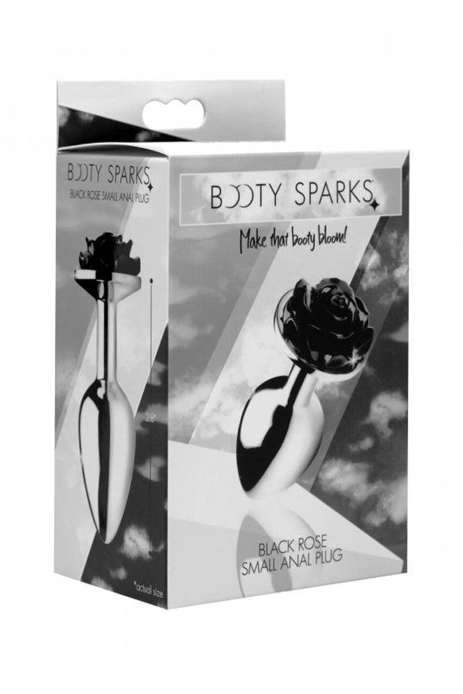 XR Brands - Booty Sparks - Black Rose Anal Plug - Small - Stag Shop