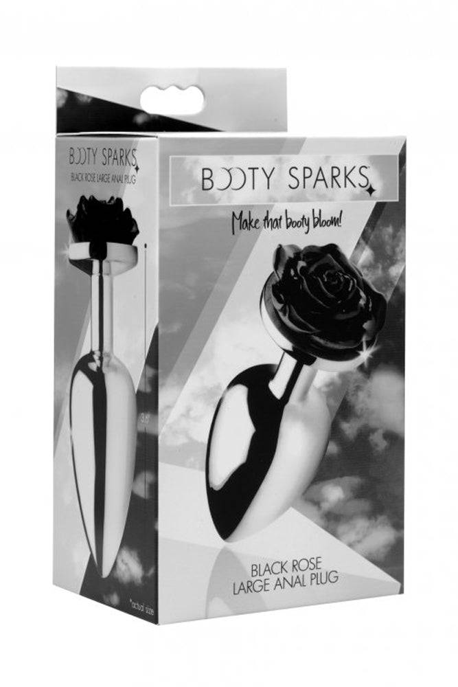 XR Brands - Booty Sparks - Black Rose Anal Plug - Large - Stag Shop