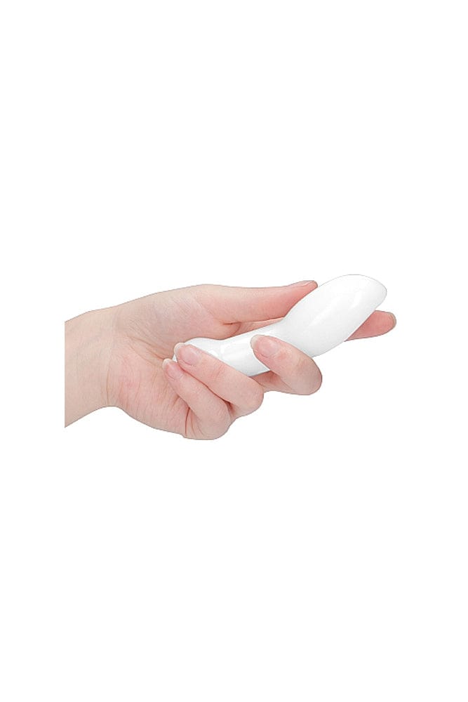 Shots Toys - Chrystalino - Blaze Glass Butt Plug - White - Stag Shop