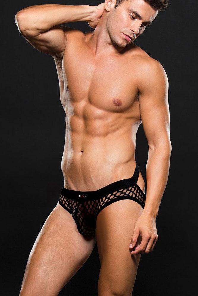 X-Gen - Envy - Fishnet Open Back Men's Brief Underwear - Black - Stag Shop