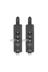 Ouch by Shots Toys - Black & White - Bonded Leather Hogtie with Hand & Ankle Cuffs - Black - Stag Shop