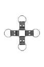 Ouch by Shots Toys - Black & White - Bonded Leather Hogtie with Hand & Ankle Cuffs - Black - Stag Shop