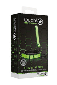 Thumbnail for Ouch by Shots Toys - Bonded Leather Collar and Leash - Glow in the Dark - Stag Shop