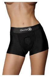 Ouch by Shots Toys - Vibrating Strap-on Boxer - Black - Various Sizes - Stag Shop