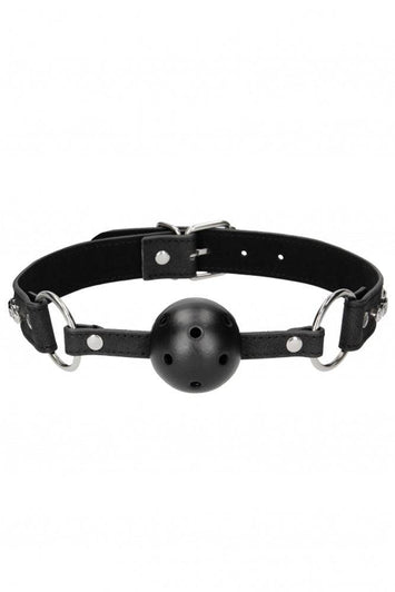 Ouch by Shots Toys - Breathable Ball Gag With Diamond Studded Straps - Black - Stag Shop