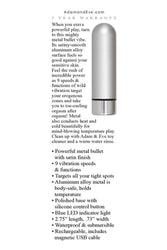 Adam & Eve - Eve's Rechargeable Silver Metal Bullet - Stag Shop