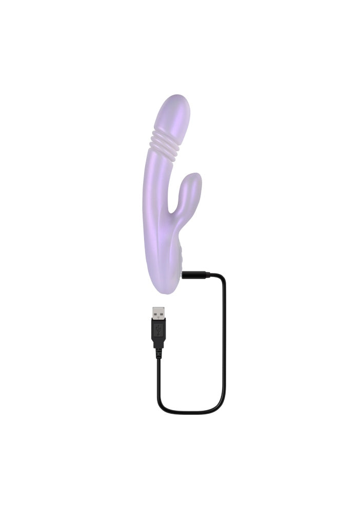 Playboy - Bumping Bunny Warming & Thrusting Rabbit Vibrator - Lilac - Stag Shop