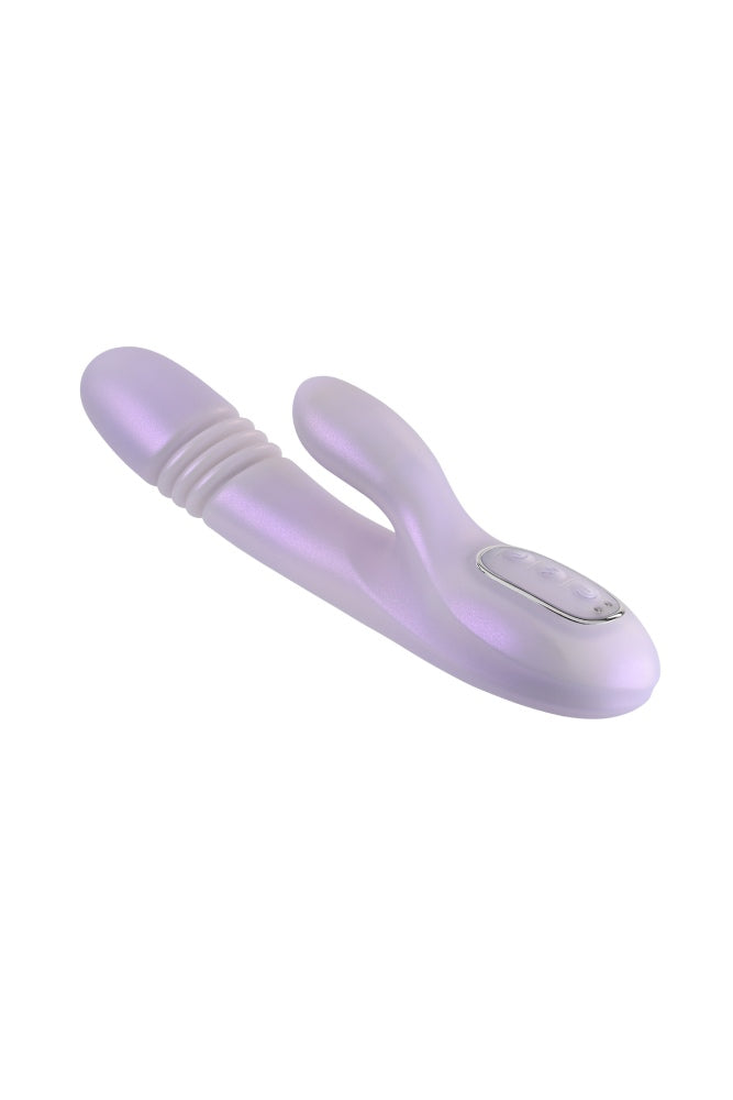 Playboy - Bumping Bunny Warming & Thrusting Rabbit Vibrator - Lilac - Stag Shop