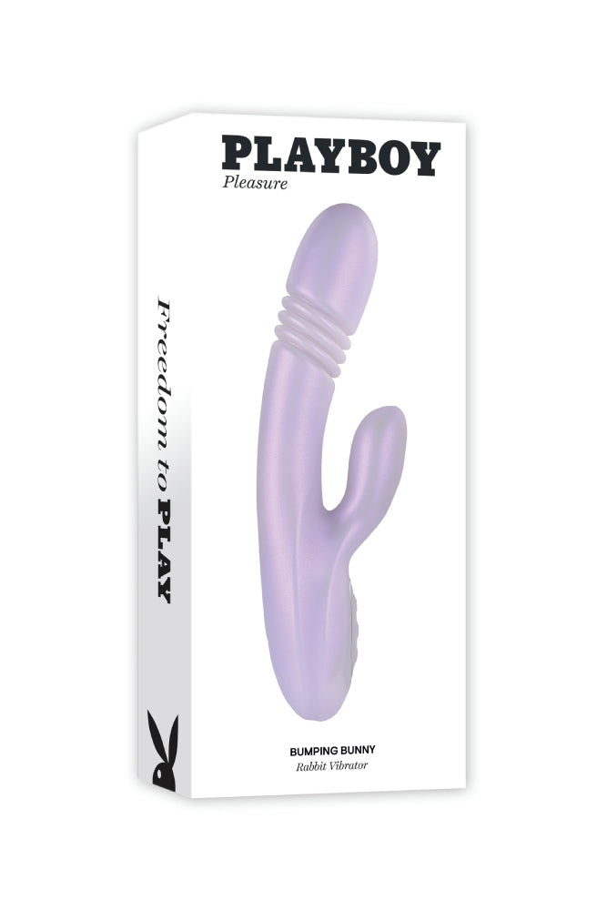 Playboy - Bumping Bunny Warming & Thrusting Rabbit Vibrator - Lilac - Stag Shop