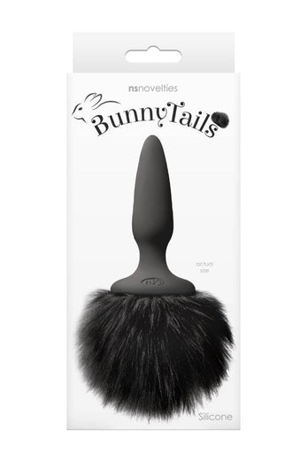 NS Novelties - Bunny Tails - Mini Butt Plug - Black - Fur - Stag Shop