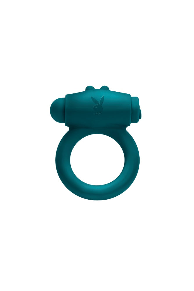 Playboy - Bunny Buzzer Vibrating Cock Ring - Teal - Stag Shop