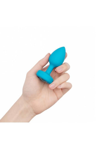 B-Vibe - Remote Control Vibrating Jewel Butt Plug - S/M - Blue - Stag Shop