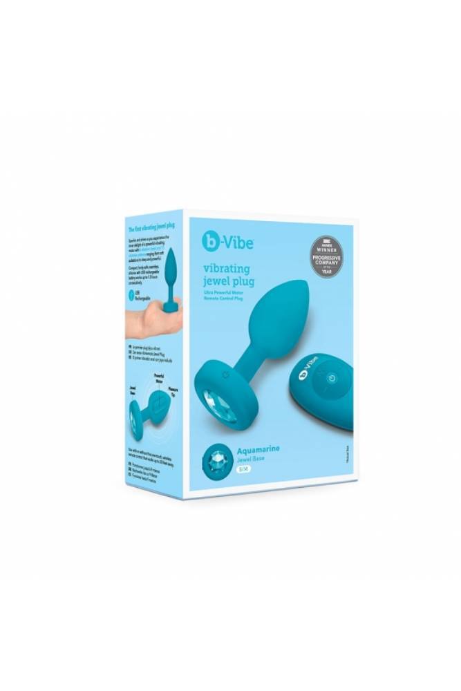 B-Vibe - Remote Control Vibrating Jewel Butt Plug - S/M - Blue - Stag Shop