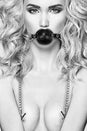 Ouch by Shots Toys - Black & White - Breathable Ball Gag with Nipple Clamps - Black - Stag Shop