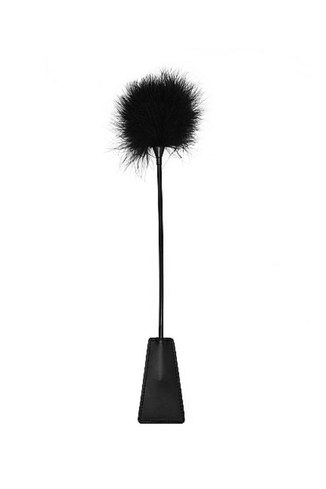 Ouch by Shots Toys - Black & White - Crop with Feather Tickler - Black - Stag Shop