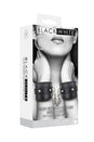 Ouch by Shots Toys - Black & White - Plush Adjustable Bonded Leather Wrist Cuffs - Black - Stag Shop