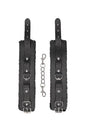 Ouch by Shots Toys - Black & White - Plush Adjustable Bonded Leather Wrist Cuffs - Black - Stag Shop