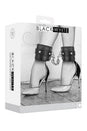 Ouch by Shots Toys - Black & White - Plush Adjustable Bonded Leather Ankle Cuffs - Black - Stag Shop
