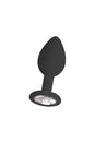 Ouch by Shots Toys - Black & White - Silicone Butt Plug with Removable Jewel - Black - Stag Shop