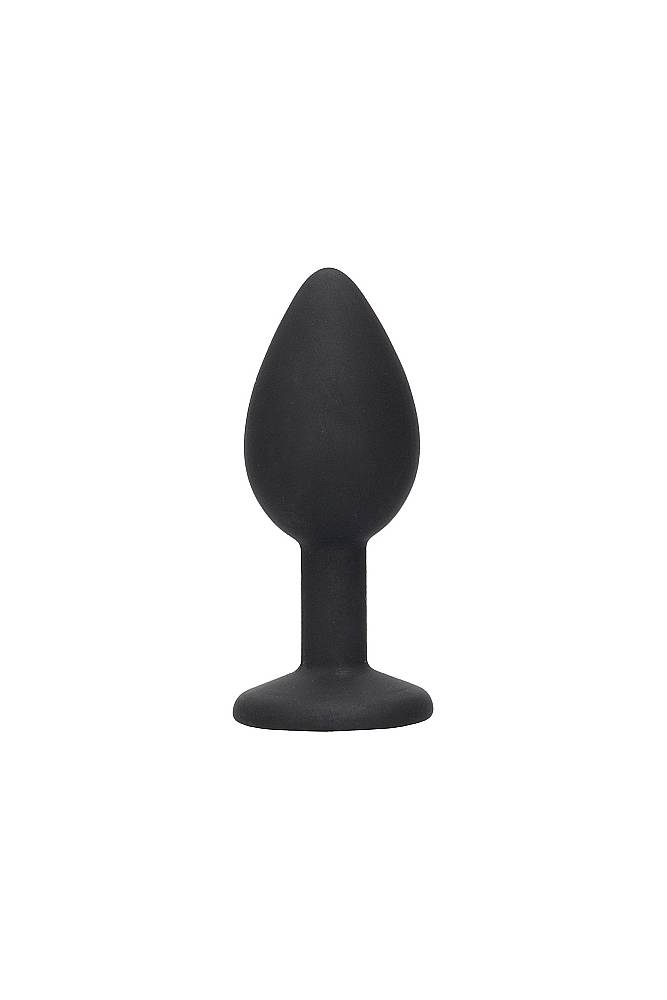 Ouch by Shots Toys - Black & White - Silicone Butt Plug with Removable Jewel - Black - Stag Shop