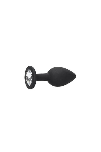 Ouch by Shots Toys - Black & White - Silicone Butt Plug with Removable Jewel - Black - Stag Shop