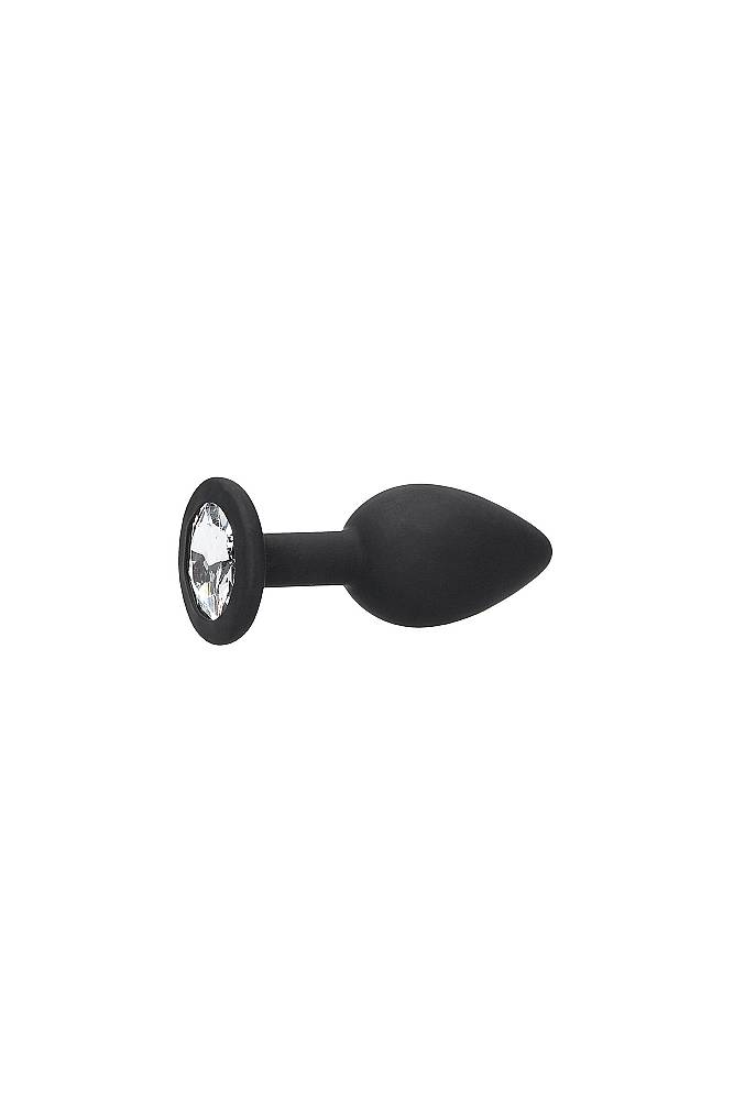 Ouch by Shots Toys - Black & White - Silicone Butt Plug with Removable Jewel - Black - Stag Shop