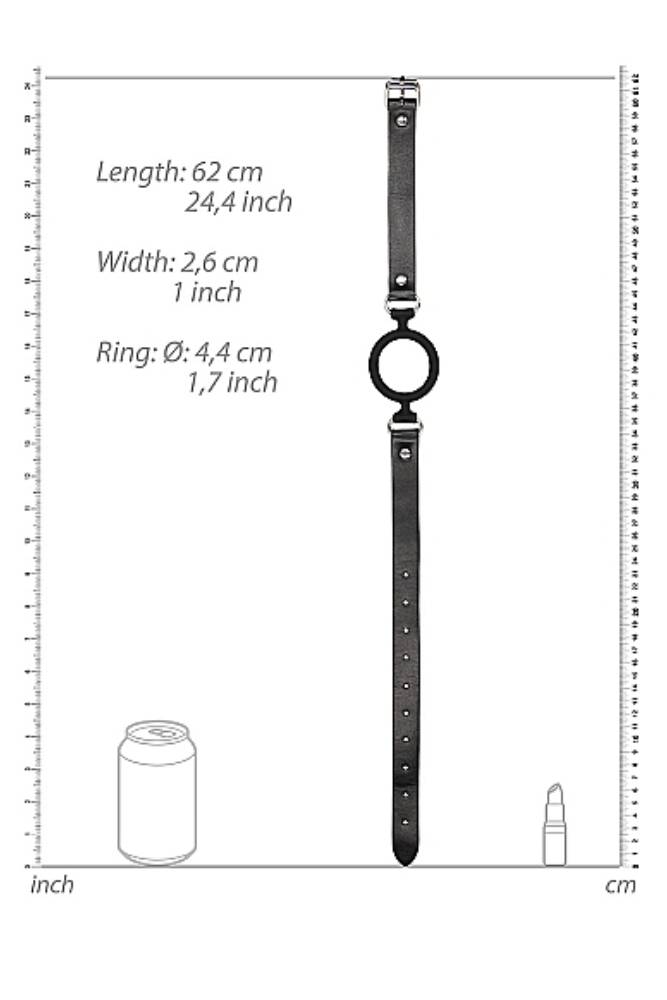 Ouch by Shots Toys - Black & White - Silicone Ring Gag with Adjustable Bonded Leather Straps - Black - Stag Shop