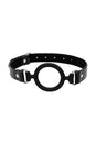 Ouch by Shots Toys - Black & White - Silicone Ring Gag with Adjustable Bonded Leather Straps - Black - Stag Shop