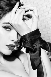Ouch by Shots Toys - Black & White - Silky Bondage Ribbon - Black - Stag Shop