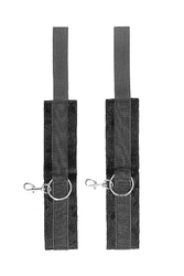 Ouch by Shots Toys - Black & White - Velcro Wrist/Ankle Cuffs with Adjustable Straps - Black - Stag Shop