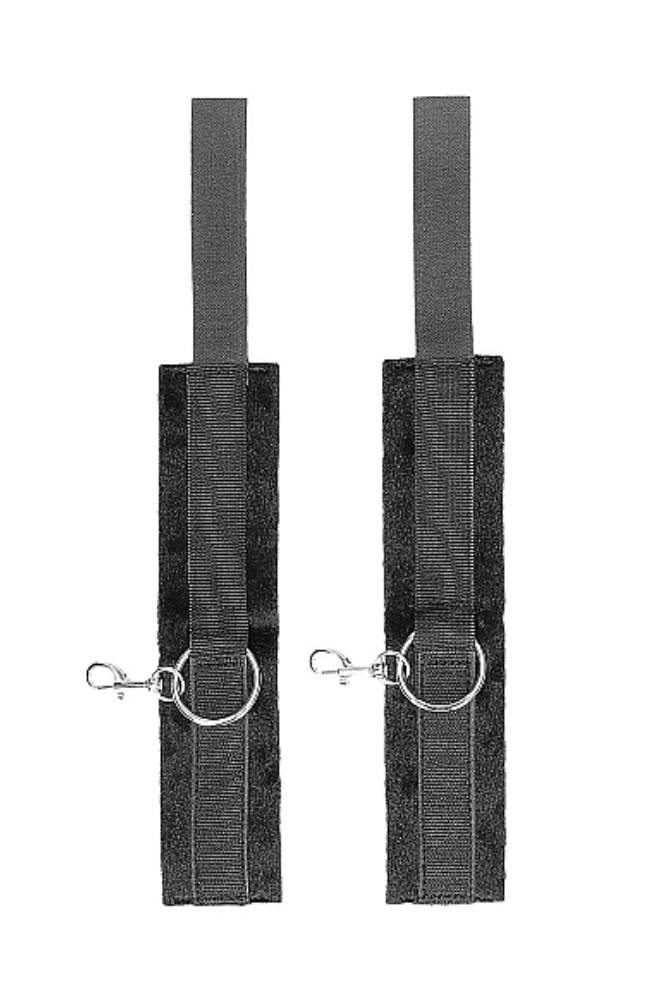 Ouch by Shots Toys - Black & White - Velcro Wrist/Ankle Cuffs with Adjustable Straps - Black - Stag Shop